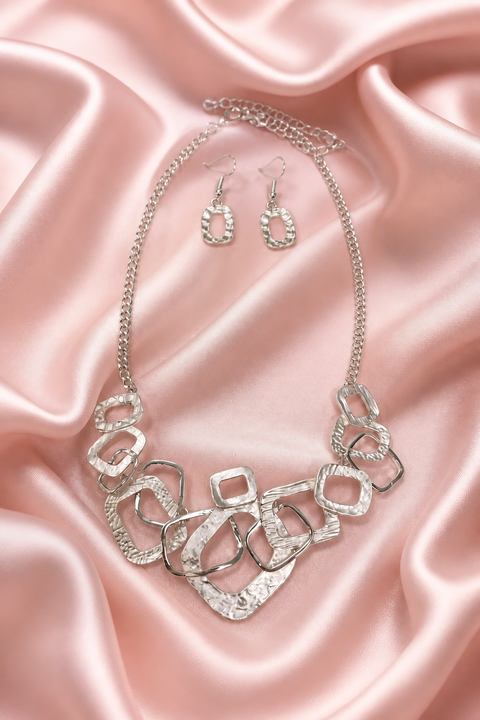 Eva Abstract Square Necklace & Earrings Set