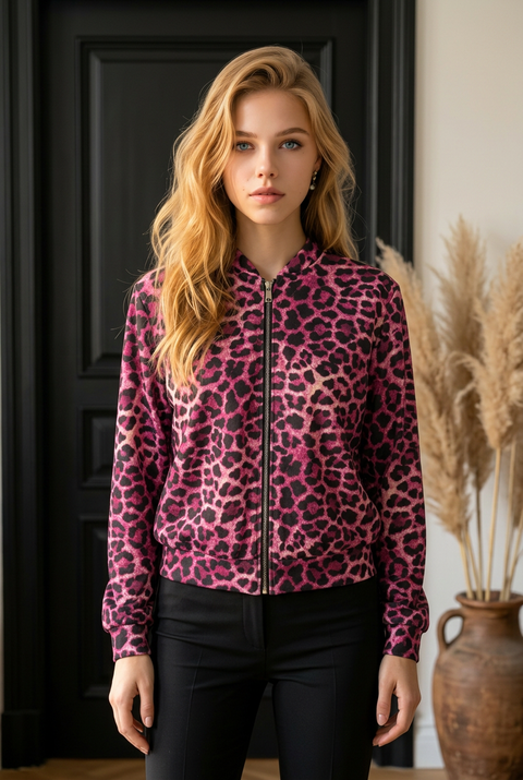 Bowie Leopard Print Bomber Jacket