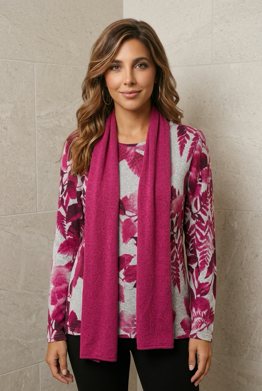 Emma Floral Fleece Scarf Top