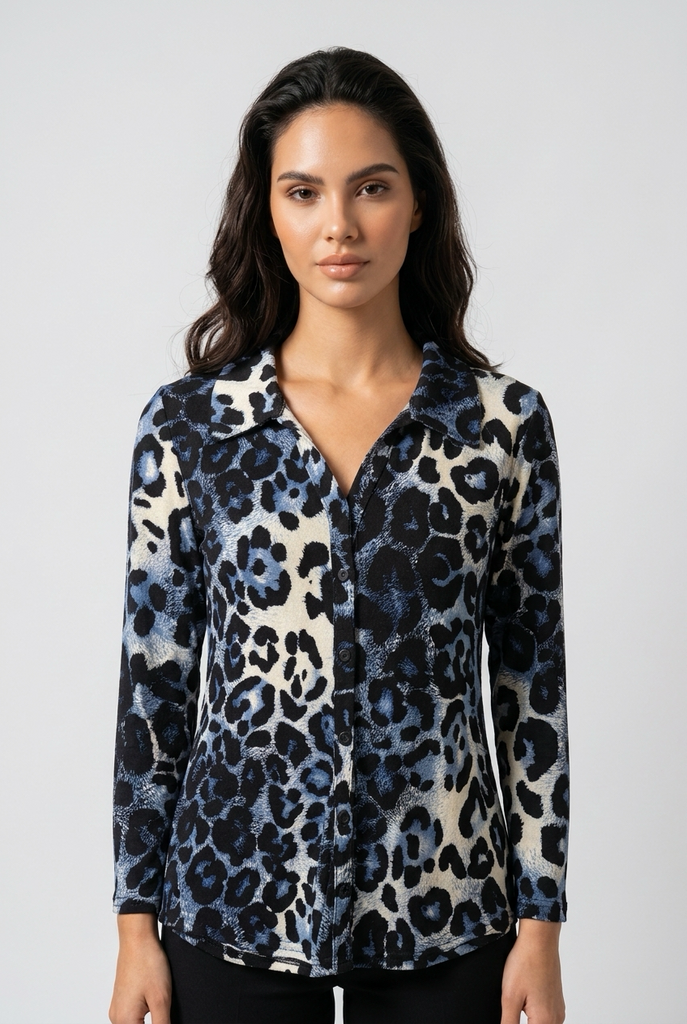 Rowan Leopard Shirt Style Top