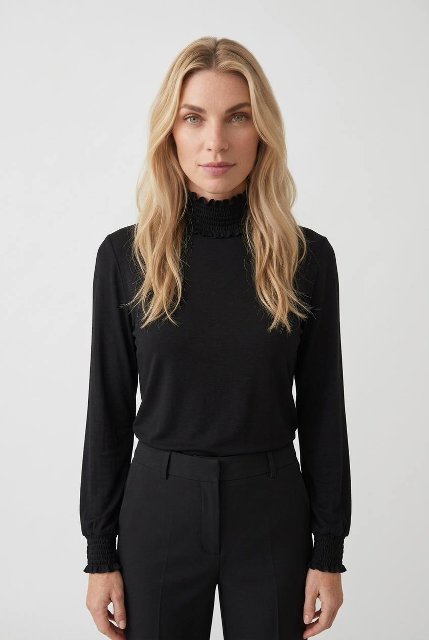 Annalise Ruffle Neck Fine Polo
