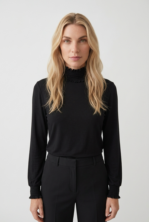 Annalise Ruffle Neck Fine Polo