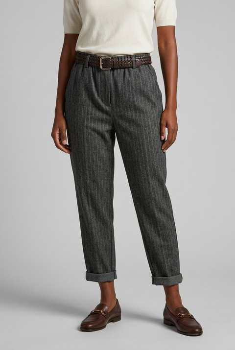 Leigh Belted Pinstripe Trousers