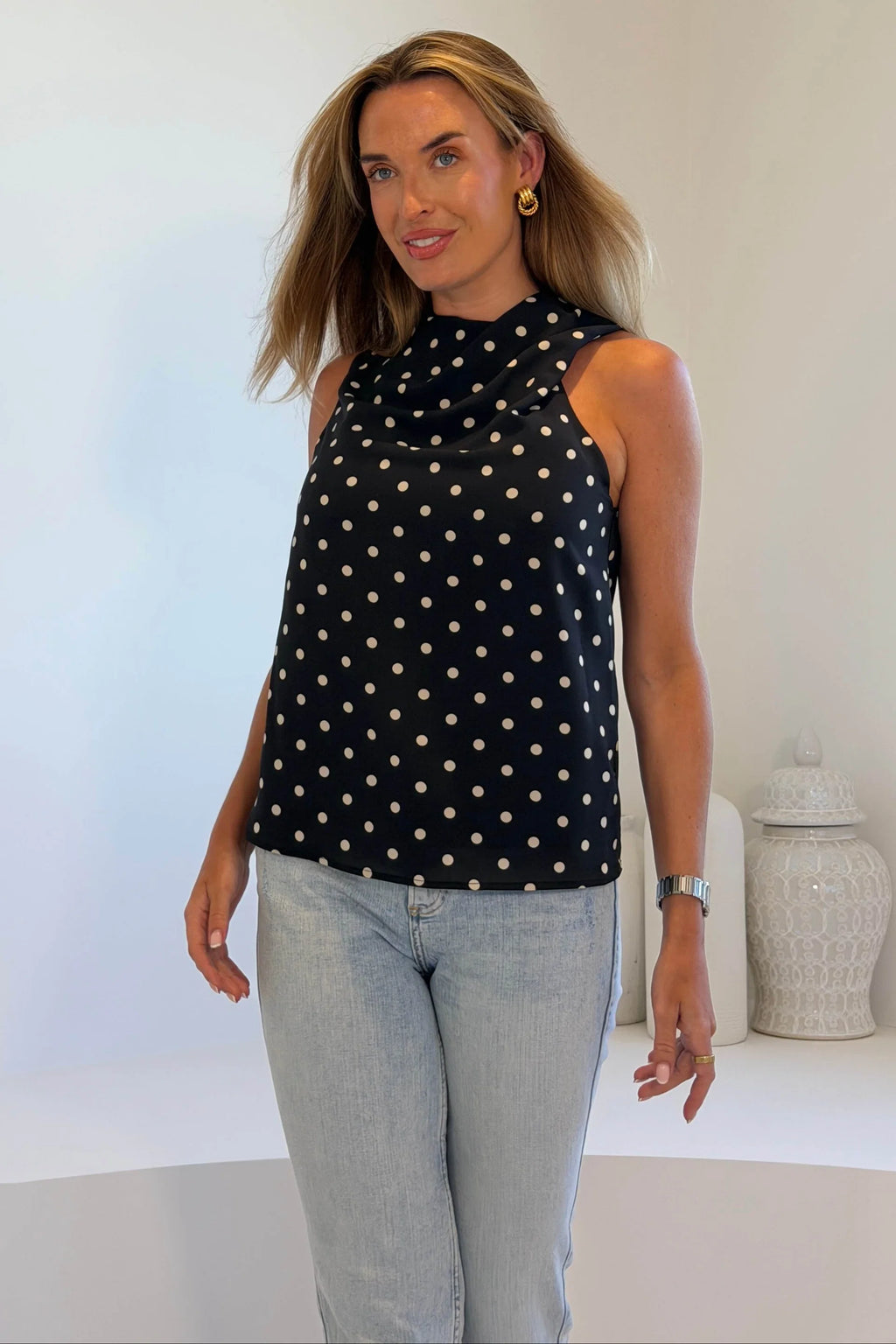 Sapphire Polka Dot Twist Top