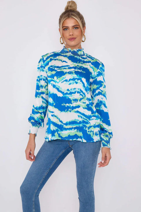 Marianne Abstract Shirred Top