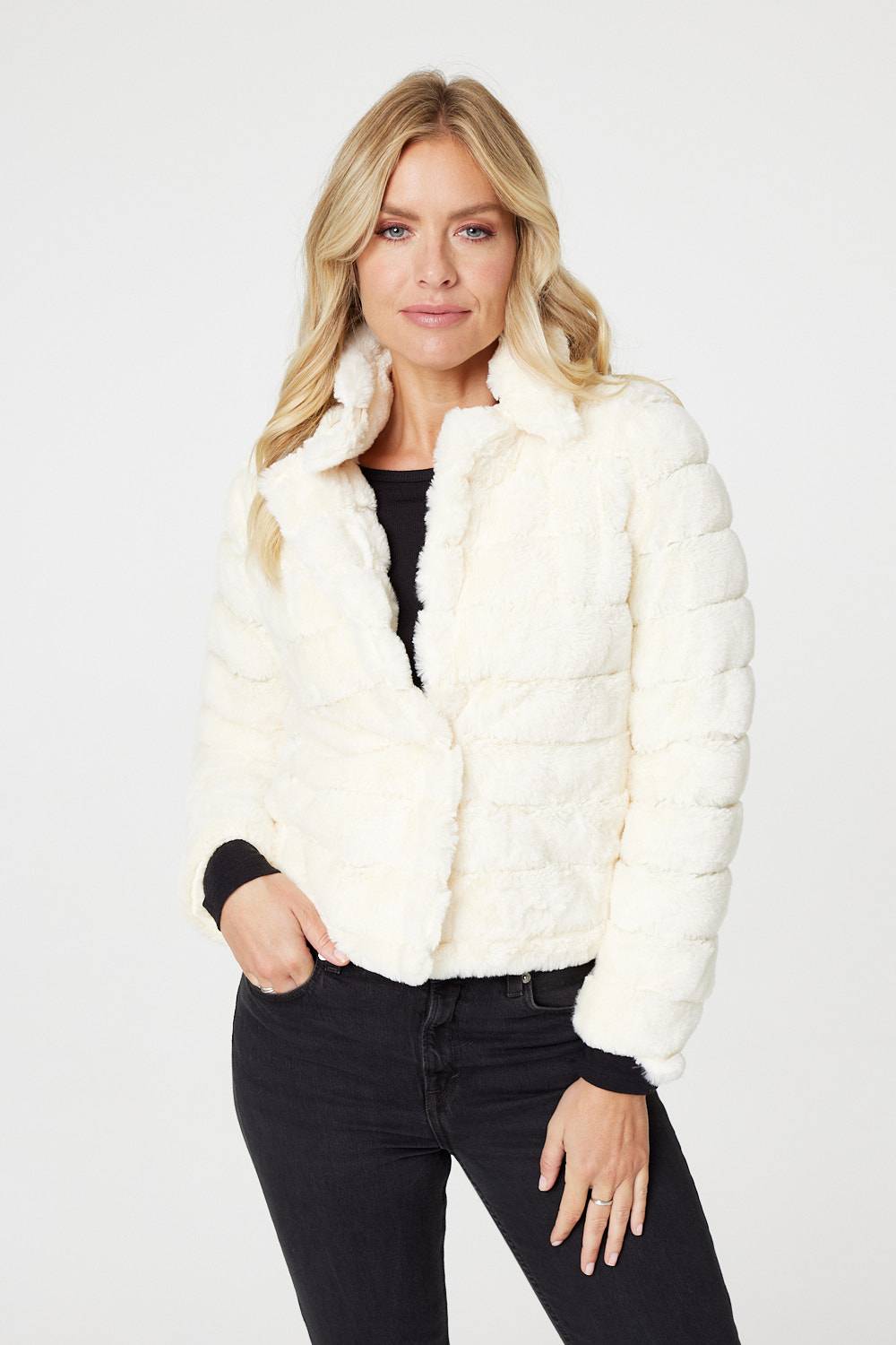 Faux fur clearance short jacket uk