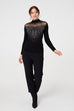 Carlie High Neck Diamanté Knit