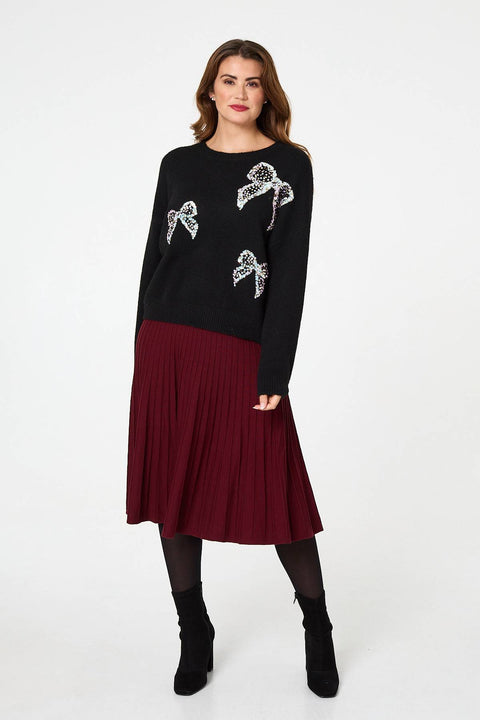 Melanie Sequin Bow Detail Knit