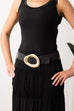 Laina Statement Buckle Metallic Belt