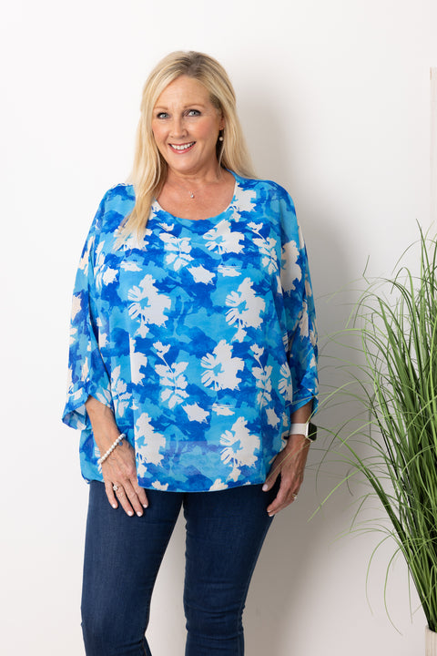 Kelly Floral Abstract Double Layer Top