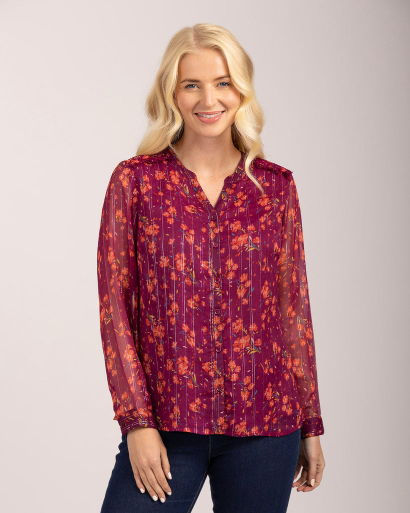 Zuri Notch Neck Floral Shirt