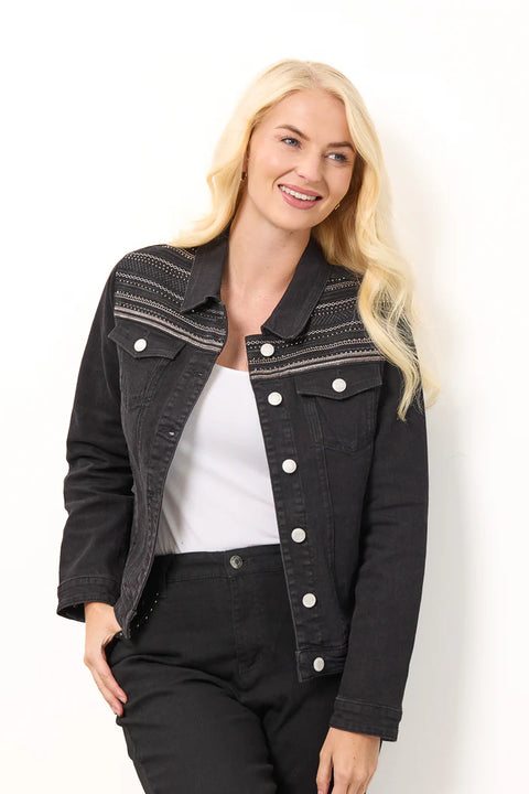 Darcy Gem Embellished Denim Jacket