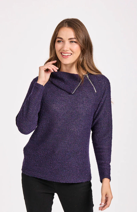 Zora Zip Neck Knitted Top