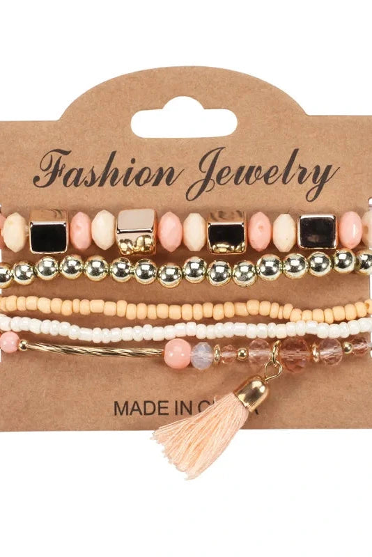 Cara Tassel Beaded Bracelet Set