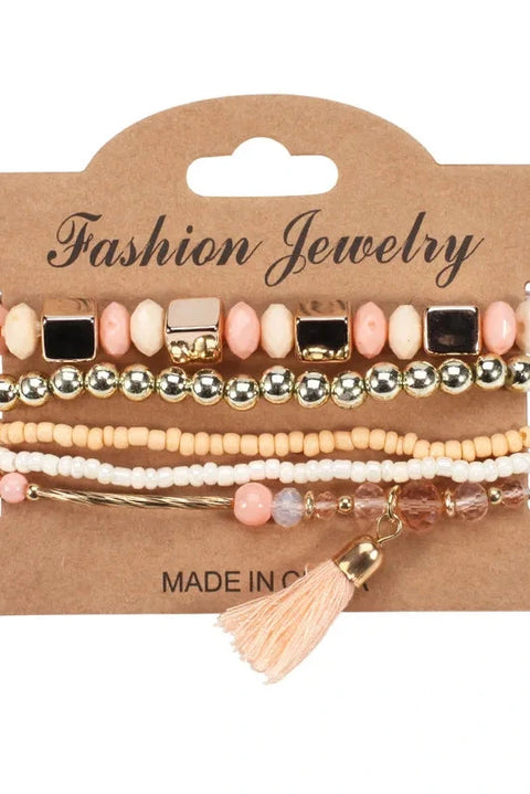 Cara Tassel Beaded Bracelet Set