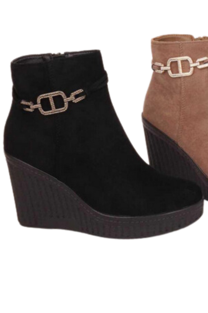 Kay Suedette Wedge Heel Boots