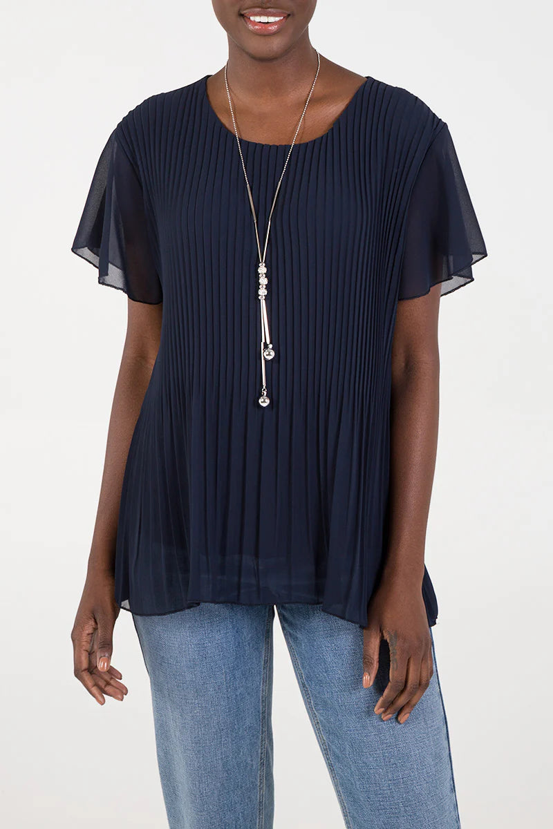 Lana Pleat Detail Short Sleeve Top