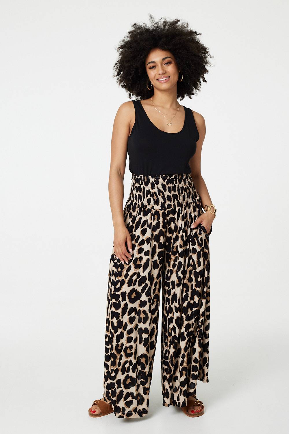 Marlie Animal Print Wide Leg Trousers
