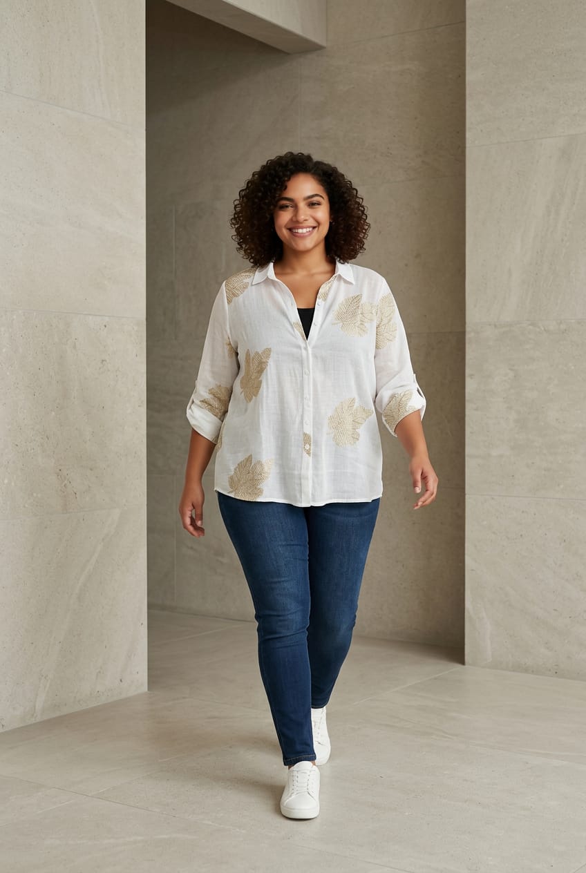 Morna Leaf Print Shirt