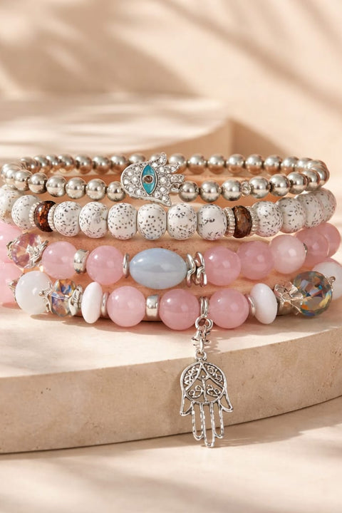 Courtney Hamsa Charm Beaded Bracelet Set