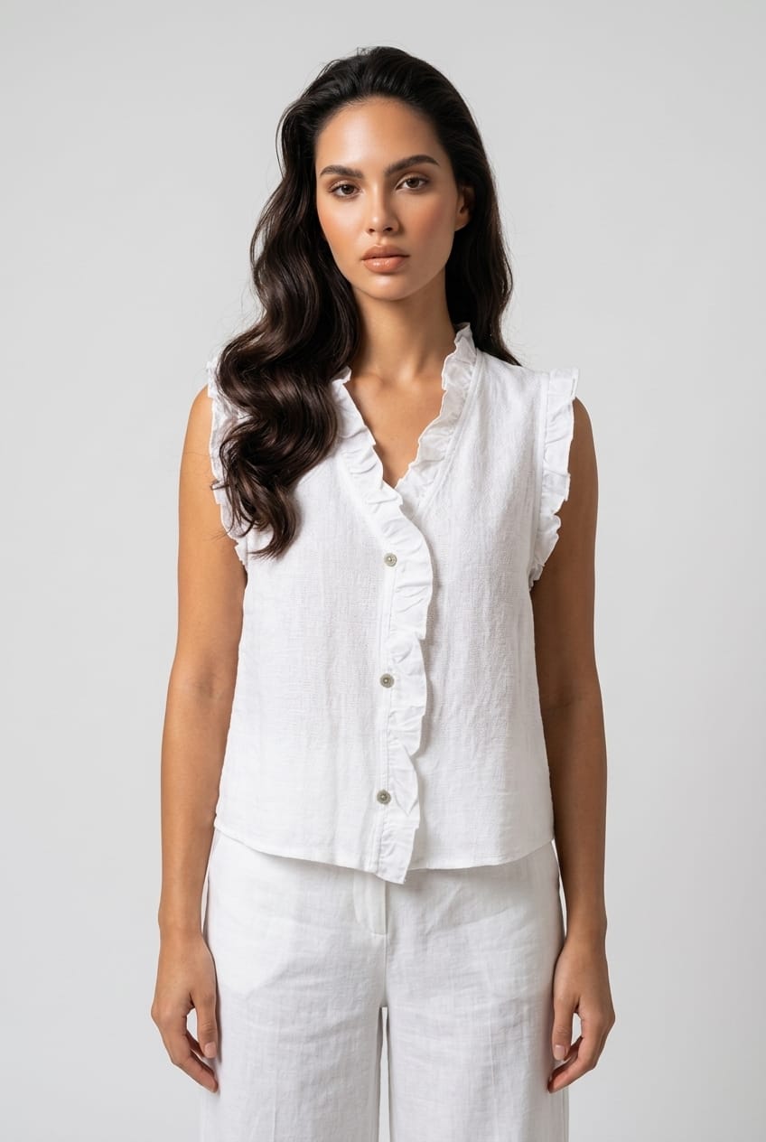 Megan Frill Detail Waistcoat Top