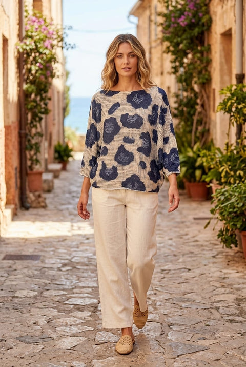 Mindy Blurred Leopard Batwing Knit