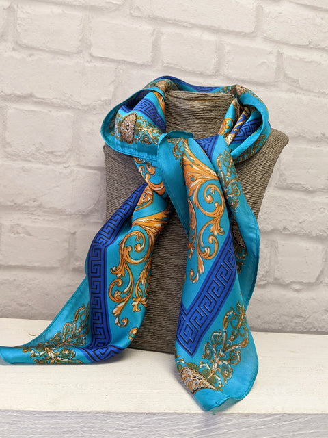 Farah Baroque Print Silk Mix Scarf