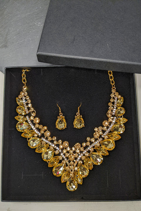 Edna Gemstone Necklace & Earrings Set