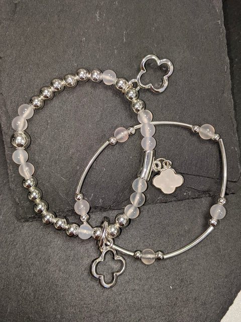 Aurora Pearly Clover Detail Bracelet Set