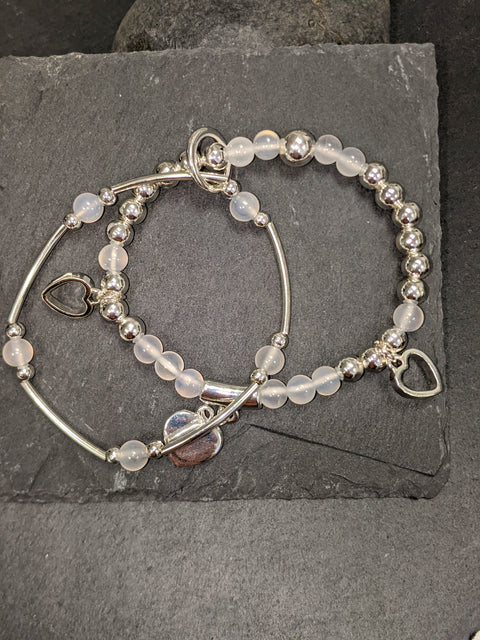 Aurora Pearly Heart Detail Bracelet Set