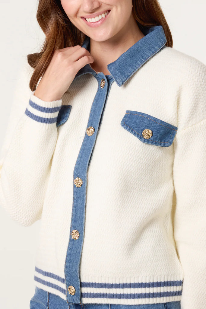 Elise Denim Detail Knit Jacket