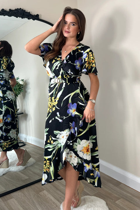 Quinn Bold Floral Print Midi Dress