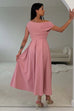 Dollie Asymmetric Neckline Midi Dress