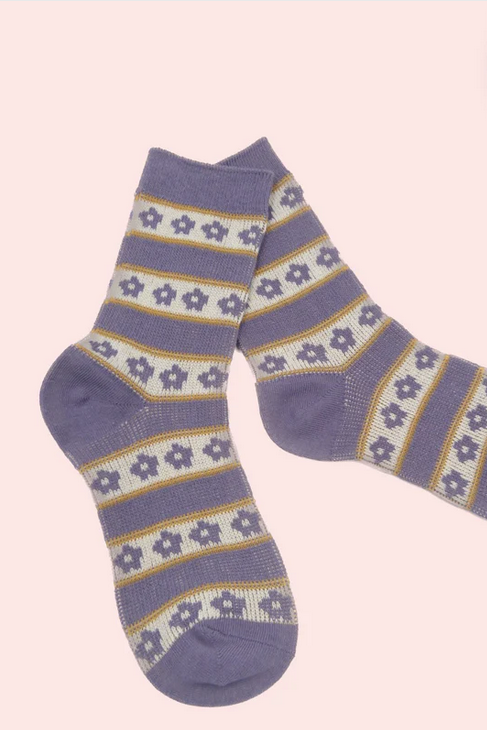 Maggie Daisy Stripe Print Socks