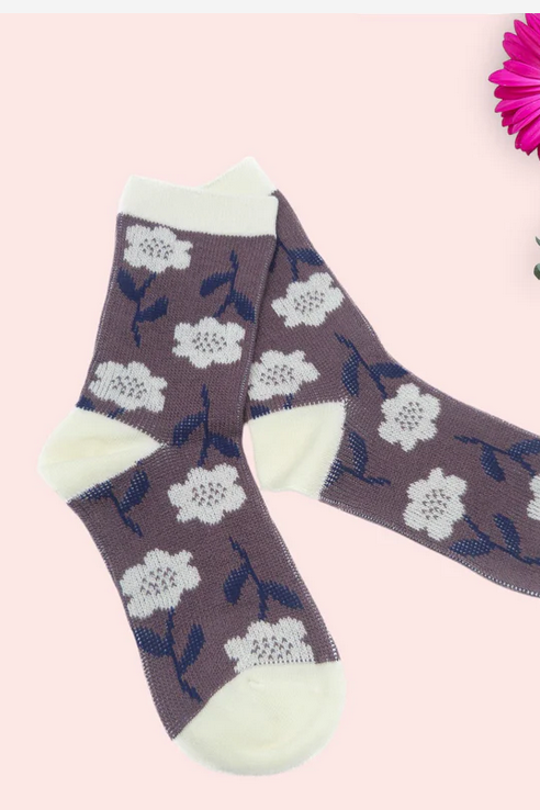 Colleen Floral Print Socks