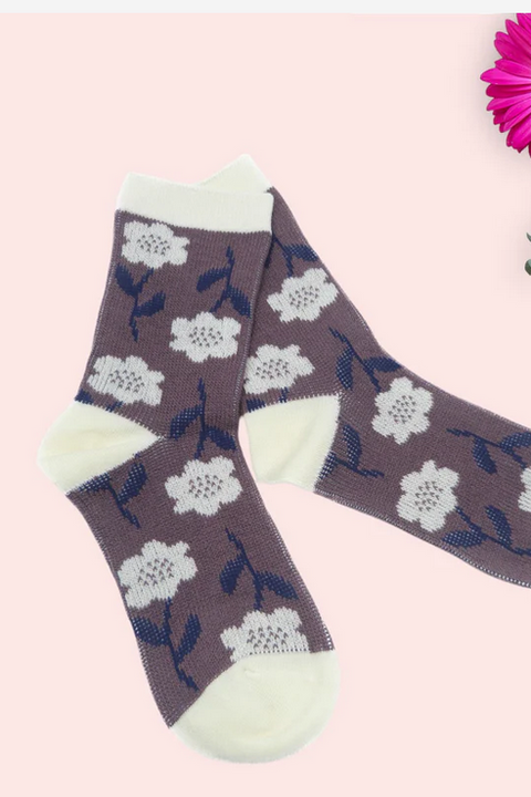 Colleen Floral Print Socks