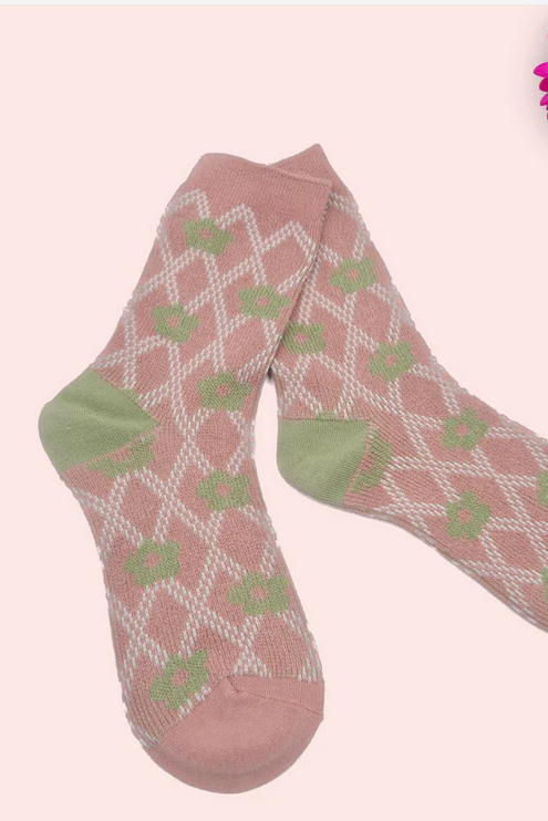 Libby Diamond & Daisy Print Socks