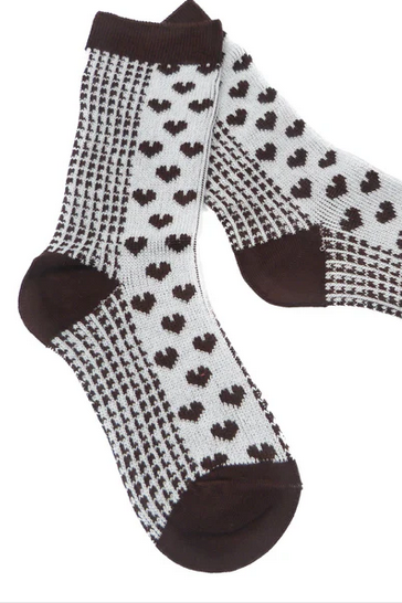 Mindy Heart Print Socks