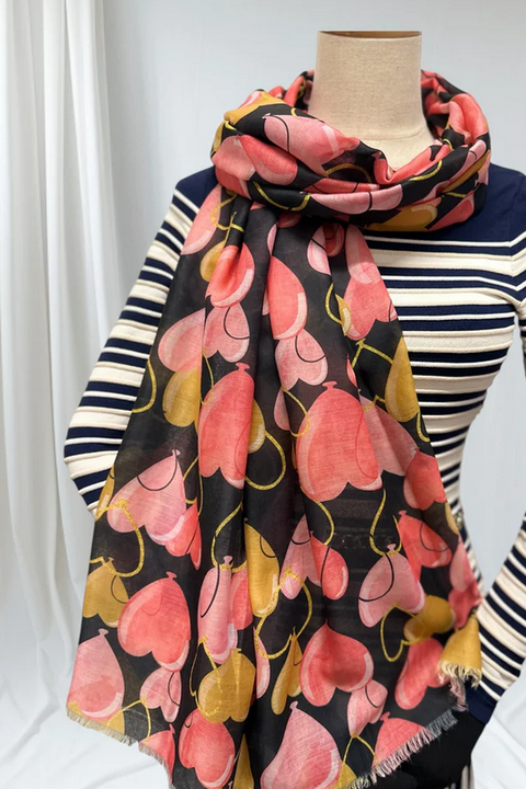 Lovina Romantic Heart Print Scarf