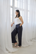 River Wide Leg Pinstripe Trousers