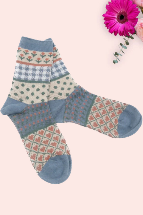 Emily Floral Heart Print Socks
