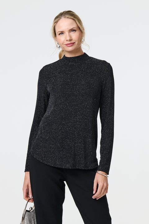 Stacie Lurex Turtleneck Top