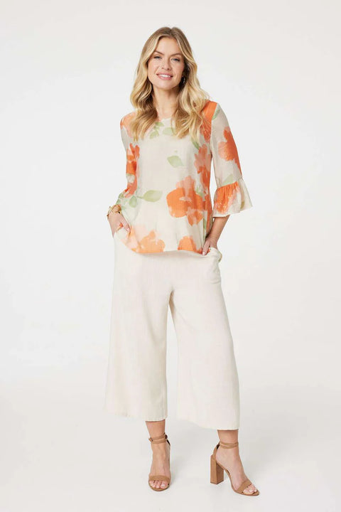 Pamela Flute Sleeve Floral Top