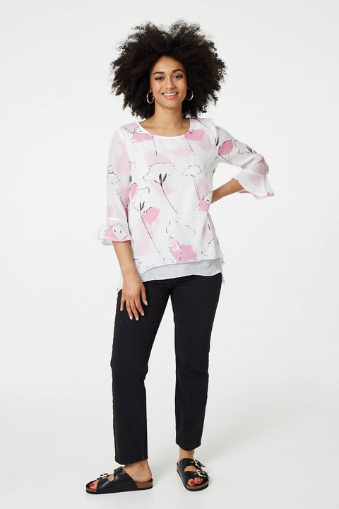 Sadie Double Layer Abstract Floral Top