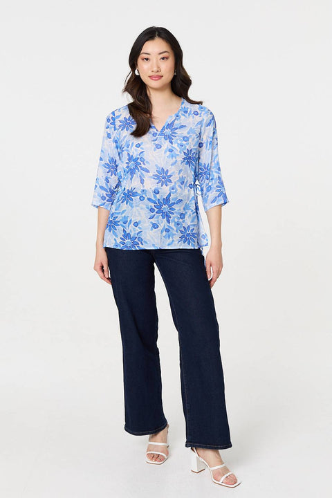 Alison Floral Print Tie Detail Top