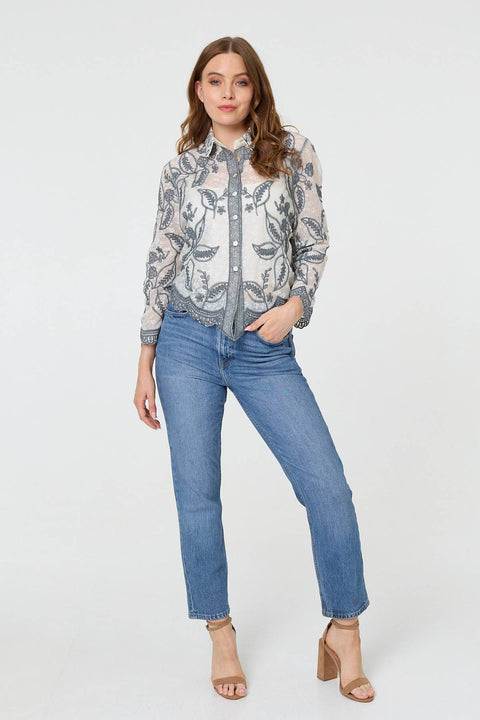 Gillian Leaf Embroidered Shirt