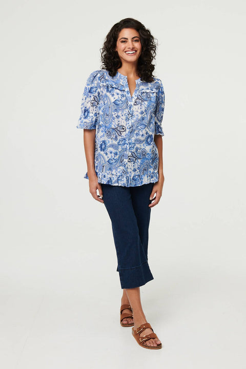 Leni Paisley Print Frill Detail Shirt