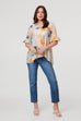 Isla Pansy Print Notch Neck Top
