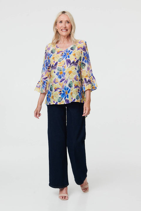 Pamela Painted Flower Top