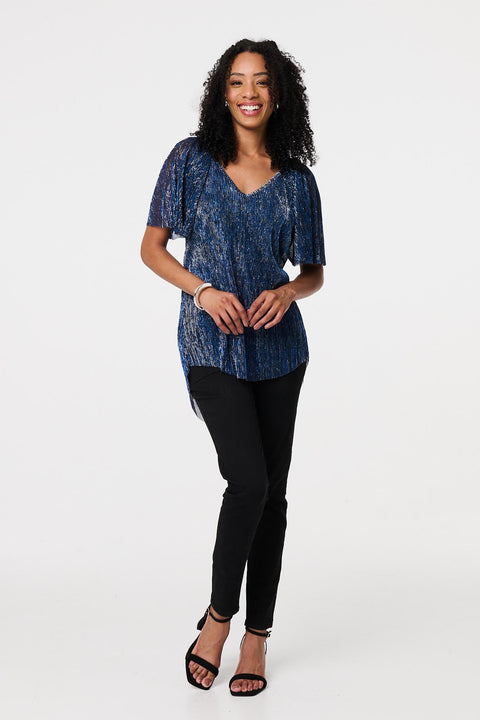 Lisa Flare Sleeve Lurex Top